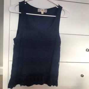 Blue lace tank top